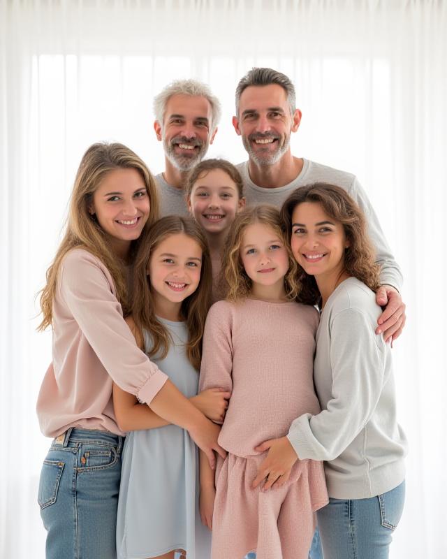 Foto keluarga hangat di studio modern