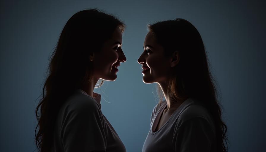 Pose saling menatap antar anggota keluarga